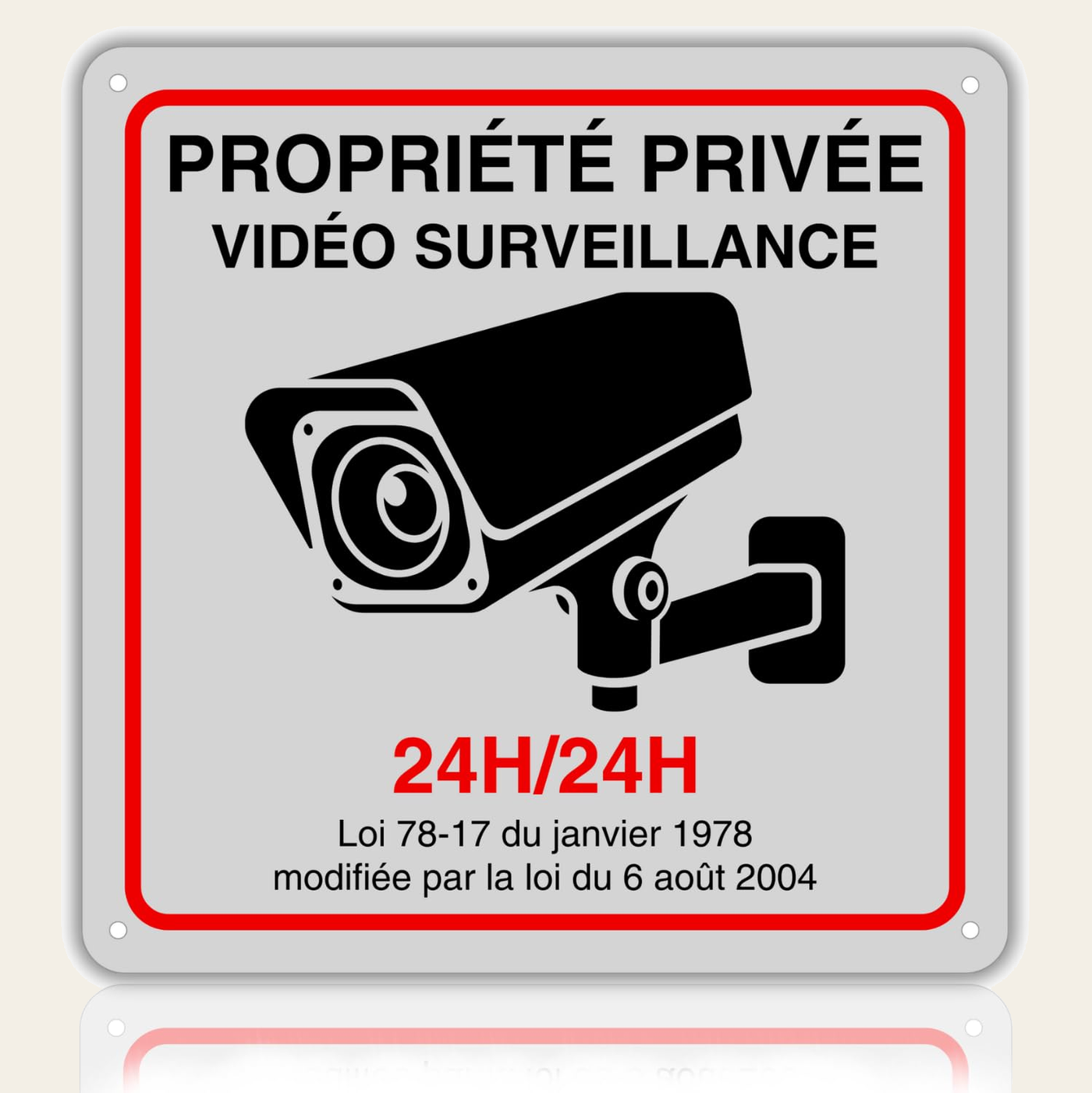 LEIASA | Panneau de zone de vidéosurveillance - 21x28 cm - Aluminium -