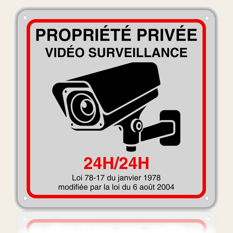 LEIASA | Panneau de zone de vidéosurveillance - 21x28 cm - Aluminium -