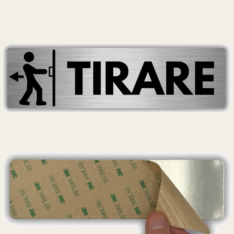 LEIASA | Segnale adesivo Tirare dalla Porta - 5 x 18 cm - Spessore 0,8
