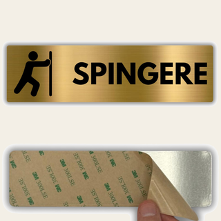 LEIASA | Segnale Spingere Porta - 5x18 cm - Alluminio - Cartello Sping