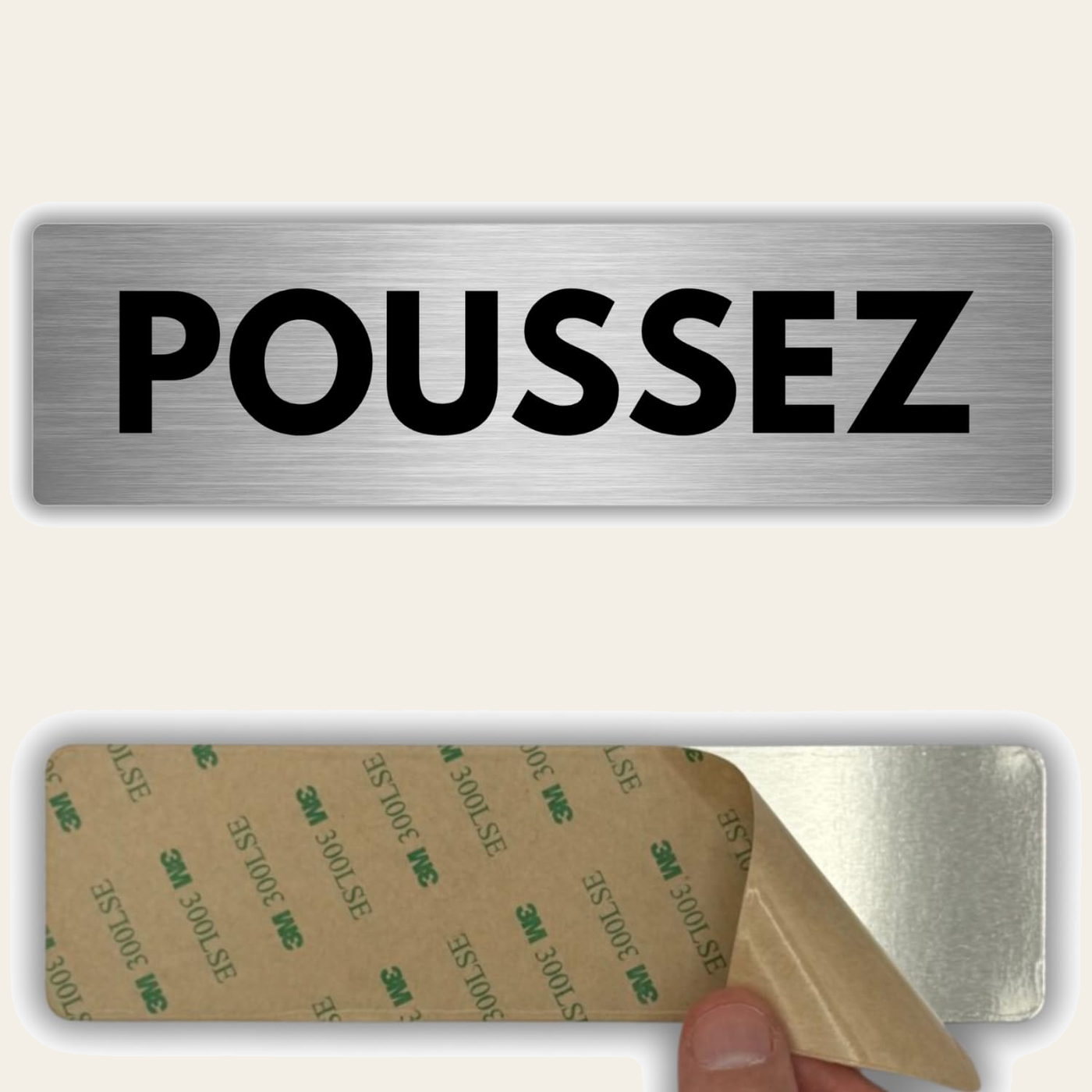 LEIASA | Plaque Poussez - 5x18 cm - Épaisseur 0,8 mm - Aluminium - Pan