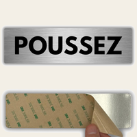 LEIASA | Plaque Poussez - 5x18 cm - Épaisseur 0,8 mm - Aluminium - Panneau Adhésif - Indication Pousser la Porte - Sens d’Ouverture - (Poussez)