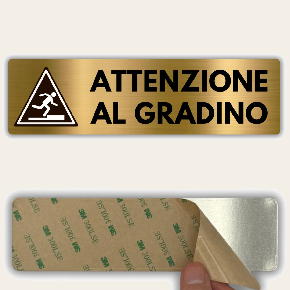 LEIASA | Segnale Attenzione al Gradino - 5x18 cm - Alluminio - Cartell