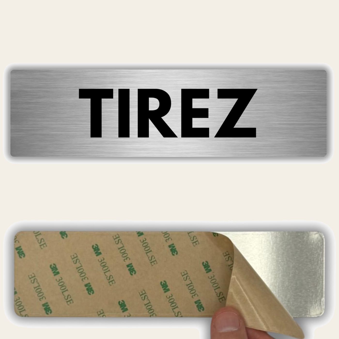 LEIASA | Plaque Tirez Porte - 5x18 cm - Épaisseur 0,8 mm - Aluminium -