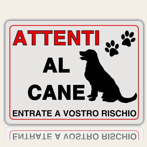 LEIASA : Segnale di pericolo per i cani - 21x21 cm - Alluminio riflett