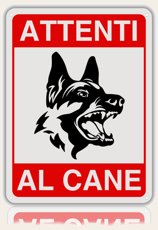 LEIASA : Segnale di pericolo per i cani - 21x21 cm - Alluminio riflett