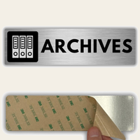 LEIASA | Panneau Archives - 5x18 cm - Aluminium - Pancarte Salle d'Archivage - Plaque Local de Stockage - Signe Documents Classés - Avis Dossiers Classés - Épaisseur 0,8 mm - (Archives)