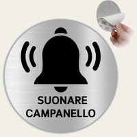 LEIASA | Segnale Adesivo Suonare Campanello - Diametro Ø 100 mm - Spessore 0,8 mm - Alluminio - Targa Suonare Il Campanello - Segnale Premere Campanello - (Cartello Campanello)