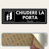 LEIASA | Segnale Chiudere la Porta - 7,5 x 23 cm - Spessore 2 mm - Acrilico - Targa Adesiva - Cartello Mantieni la Porta Chiusa - Avviso - (Chiudere Porta)