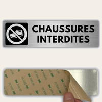 LEIASA | Panneau Chaussures Interdites - 5x18 cm - Aluminium - Pancarte Retirez vos Souliers - Plaque Sans Chaussures - Signe Déchaussez-vous - Épaisseur 0,8 mm - (Chaussures Interdites)