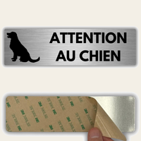LEIASA | Panneau Adhésif Attention au Chien - 5x18 cm - Épaisseur 0,8 mm - Aluminium - Panneau Attention Chien de Garde - Signal Prudence  - Autocollant 3M - Avertissement Chien Dangereux