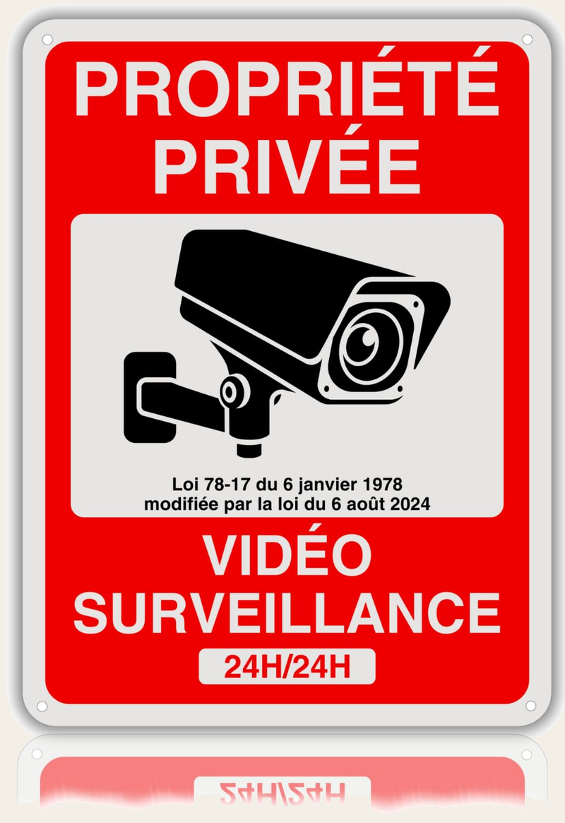 LEIASA | Panneau de zone de vidéosurveillance - 21x28 cm - Aluminium -