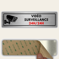 LEIASA | Panneau Vidéosurveillance - 5x18 cm - Aluminium - Pancarte Caméra de Sécurité - Plaque Zone Surveillée - Signe Enregistrement 24h - Avis Site sous - Épaisseur 0,8 mm - (Vidéo Surveillance)