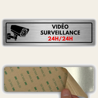 LEIASA | Panneau Vidéosurveillance - 5x18 cm - Aluminium - Pancarte Ca