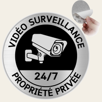 LEIASA | Panneau Adhésif Vidéosurveillance - Épaisseur 0,6 mm - Diamètre Ø 100 mm - Aluminium - Panneau Alarme Zone Sous Vidéosurveillance