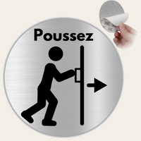 LEIASA | Panneau Adhésif Pousser Porte - Diamètre Ø 100 mm - Épaisseur 0,8 mm - Aluminium - Panneau  - Signal Direction  - Autocollant 3M  - Signal Pousser Porte