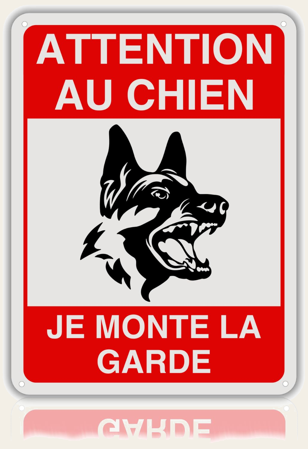 LEIASA | Panneau chien dangereux - 21x28 cm - Aluminium réfléchissant 