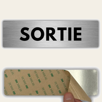 LEIASA | Plaque Sortie - 5x18 cm - Épaisseur 0,8 mm - Aluminium - Panneau Adhésif - Signalétique - (Sortie)