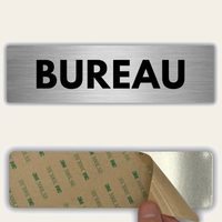 LEIASA | Plaque Bureau - 5x18 cm - Épaisseur 0,8 mm - Aluminium - Panneau Adhésif - Signalétique Porte Bureau - (Bureau)