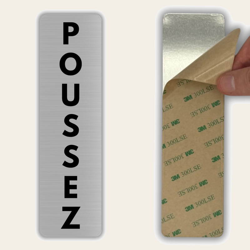 LEIASA | Panneau Poussez la Porte - 5x18 cm - Épaisseur 0,8 mm - Alumi