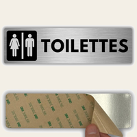 LEIASA | Panneau Adhésif Toilettes Hommes Femmes - 5x18 cm - Épaisseur 0,8 mm - Aluminium - Sanitaires Hommes Femmes - Panneau Services Partagés - Signal WC Unisexe - Autocollant 3M - Toilettes Mixtes