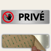 LEIASA | Plaque Privé - 5x18 cm - Épaisseur 0,8 mm - Aluminium - Panneau Adhésif - Signalétique Accès Privé - (Prive v2)
