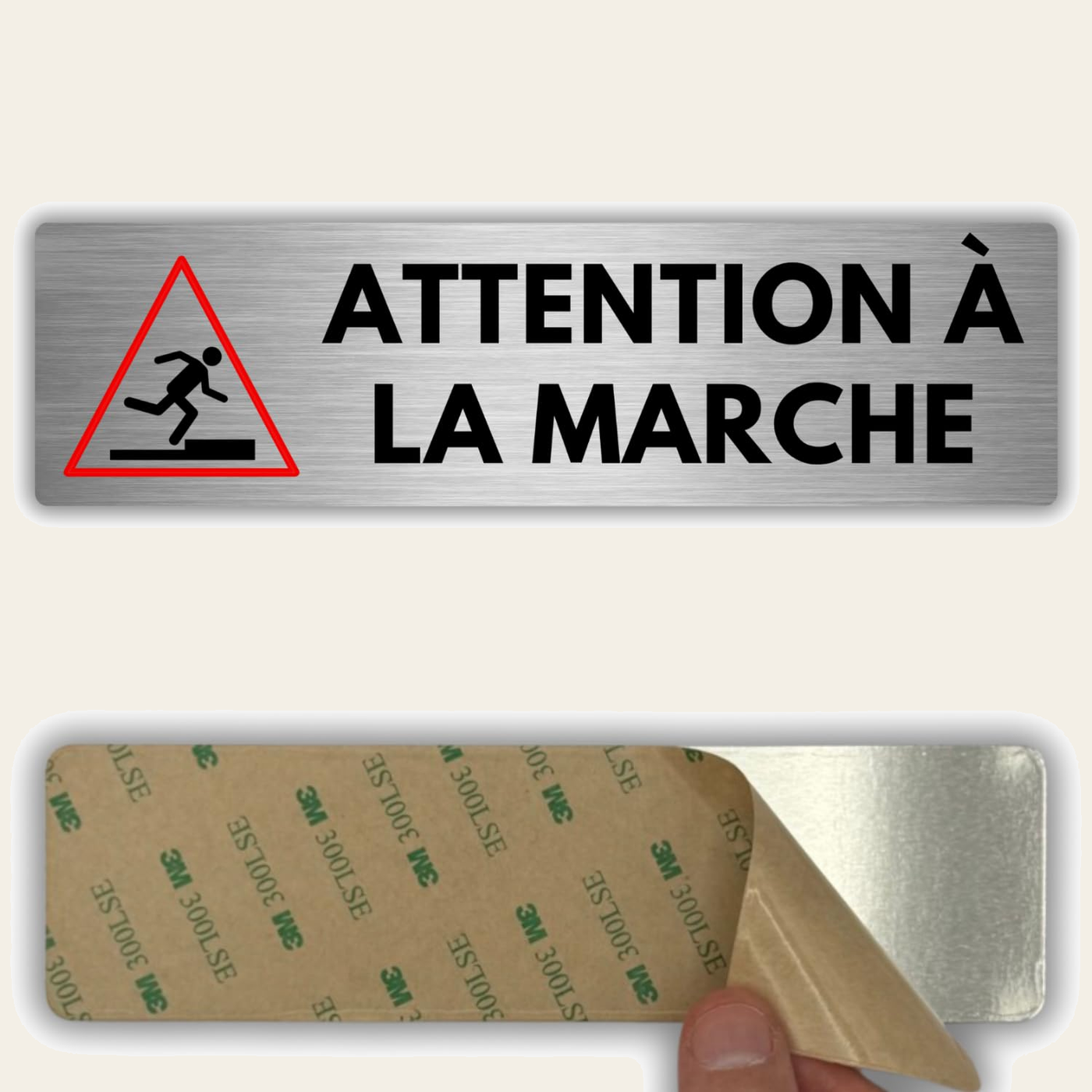 LEIASA | Panneau Attention à la Marche - 5x18 cm - Aluminium - Pancart