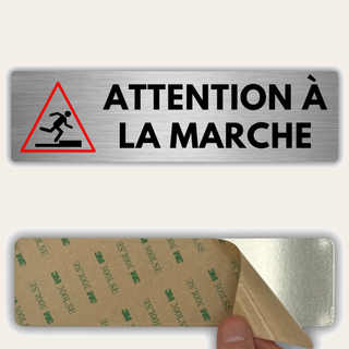 LEIASA | Panneau Attention à la Marche - 5x18 cm - Aluminium - Pancart