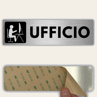 LEIASA | Cartello Ufficio - 5x18 cm - Spessore 0,8 mm - Alluminio - Ta