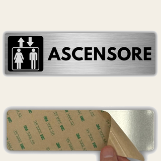 LEIASA | Cartello Ascensore - 5x18 cm - Spessore 0,8 mm - Alluminio - 