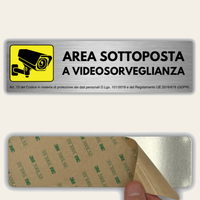 LEIASA | Cartello Zona Videosorvegliata - 5x18 cm - Alluminio - Spessore 0,8 mm - Resistente per esterni - Stampa UV
