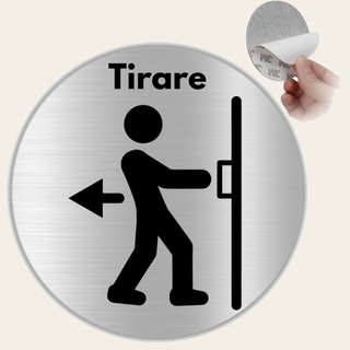 LEIASA | Segnale adesivo Tirare Porta - Diametro Ø 100 mm - Spessore 0