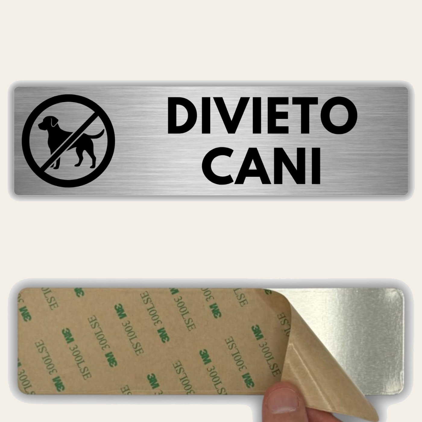 LEIASA | Segnale Vietato Cani - 5x18 cm - Alluminio - Cartello Non Son