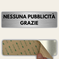 LEIASA | Cartello Nessuna Pubblicità Grazie - 5x18 cm - Alluminio - Spessore 0,8 mm - Resistente per esterni - Stampa UV