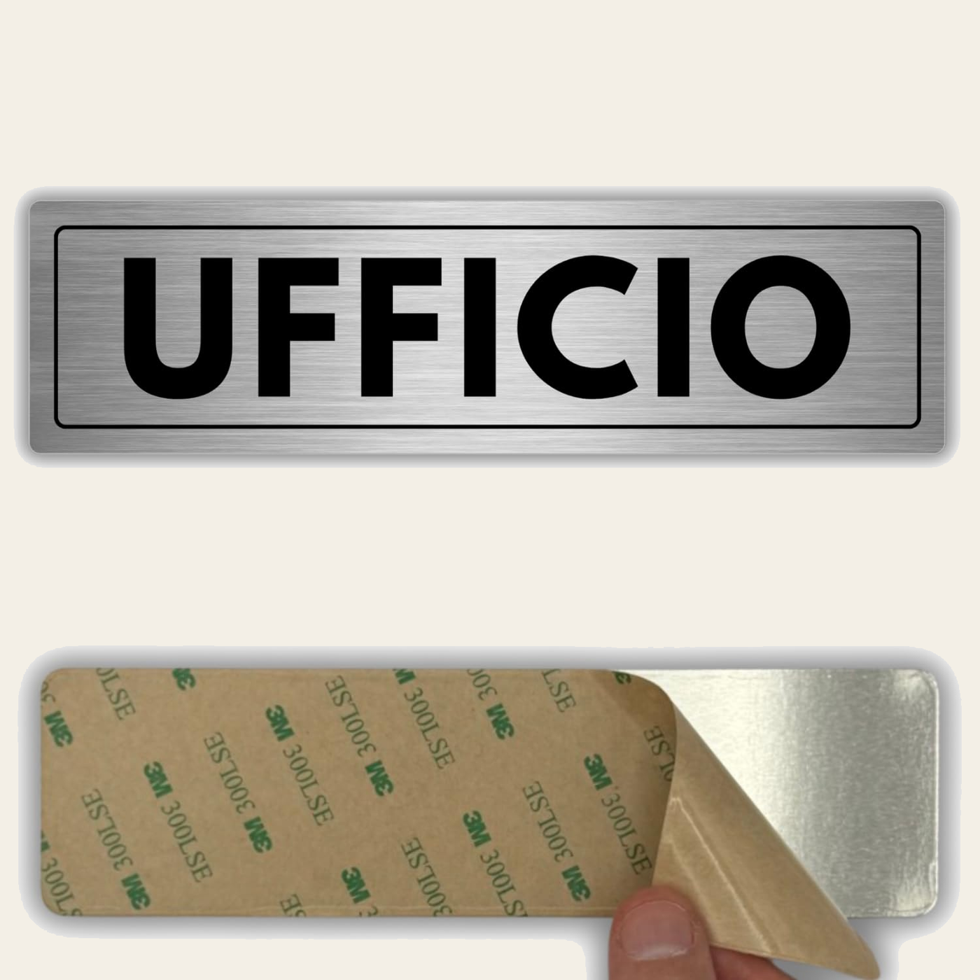 LEIASA | Segnale Adesivo Ufficio - 5×18 cm - Spessore 0,8 mm -Allumini