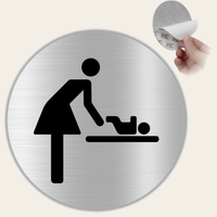 LEIASA | Cartello WC Mamma e Bebè - Ø 10 cm - Alluminio - Spessore 0,6 mm - Resistente per esterni - Stampa UV