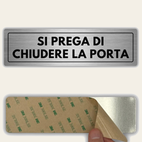 LEIASA | Cartello Chiudere Porta - 5x18 cm - Alluminio - Spessore 0,8 mm - Resistente per esterni - Stampa UV