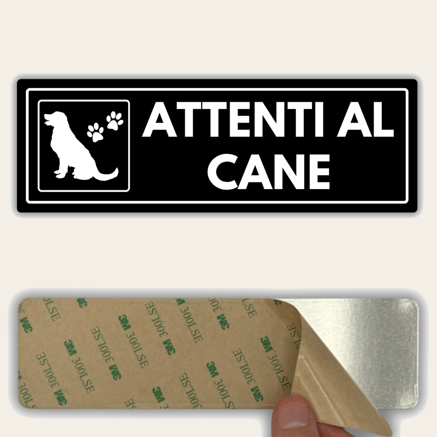 LEIASA | Segnale Attenti al Cane - 7,5 x 23 cm - Spessore 2 mm - Acril