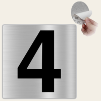 LEIASA | Numero Civico Adesivo 4 - 10x10 cm - Alluminio - Spessore 0,8 mm - Resistente per esterni - Stampa UV