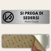 LEIASA | Cartello Urinare da Seduti - 5x18 cm - Alluminio - Spessore 0,8 mm - Resistente per esterni - Stampa UV
