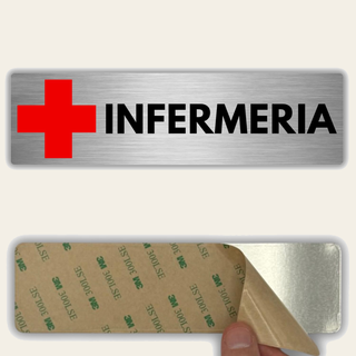 LEIASA | Cartello Infermeria - 5x18 cm - Spessore 0,8 mm - Alluminio -