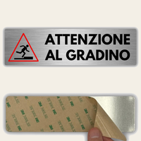 LEIASA | Cartello Attenzione Scalino - 5x18 cm - Alluminio - Spessore 0,8 mm - Resistente per esterni - Stampa UV