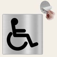LEIASA | Cartello WC Disabili - 10x10 cm - Alluminio - Spessore 0,8 mm - Resistente per esterni - Stampa UV