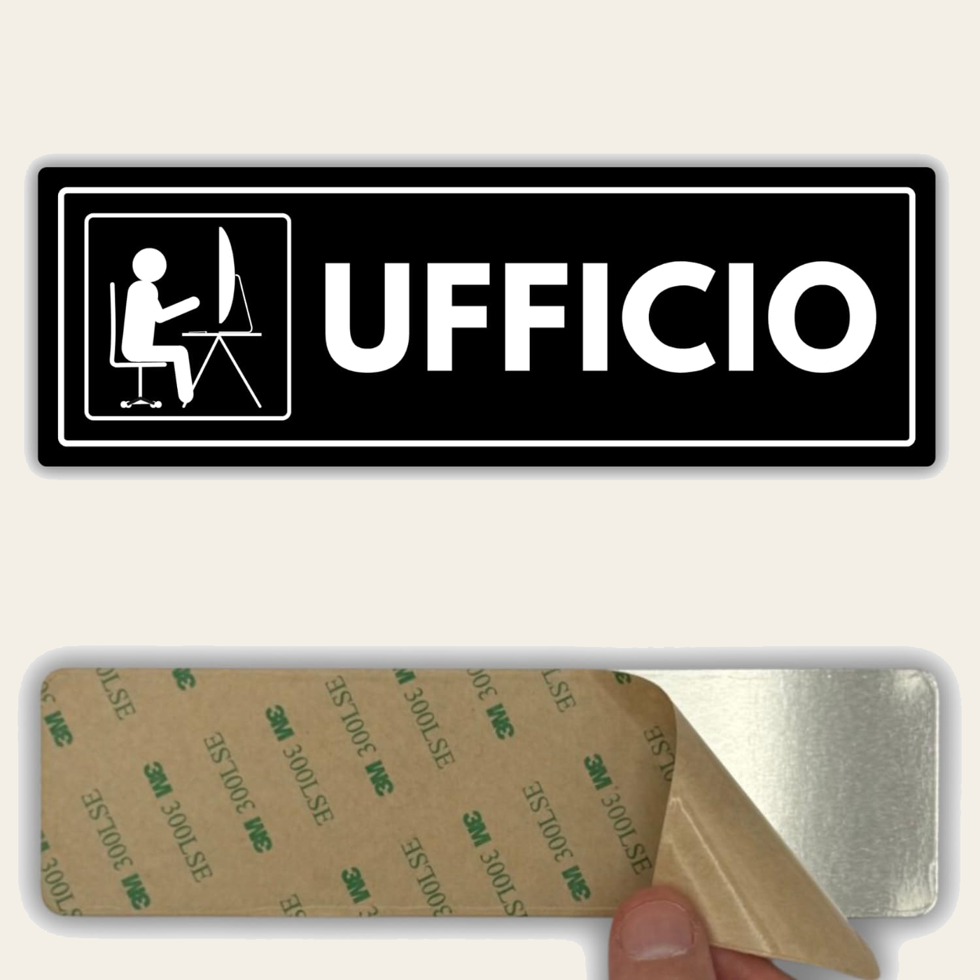LEIASA | Segnale Ufficio - 7,5 x 23 cm - Spessore 2 mm - Acrilico - Ta