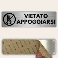 LEIASA | Cartello Vietato Appoggiarsi - 5x18 cm - Alluminio - Spessore 0,8 mm - Resistente per esterni - Stampa UV