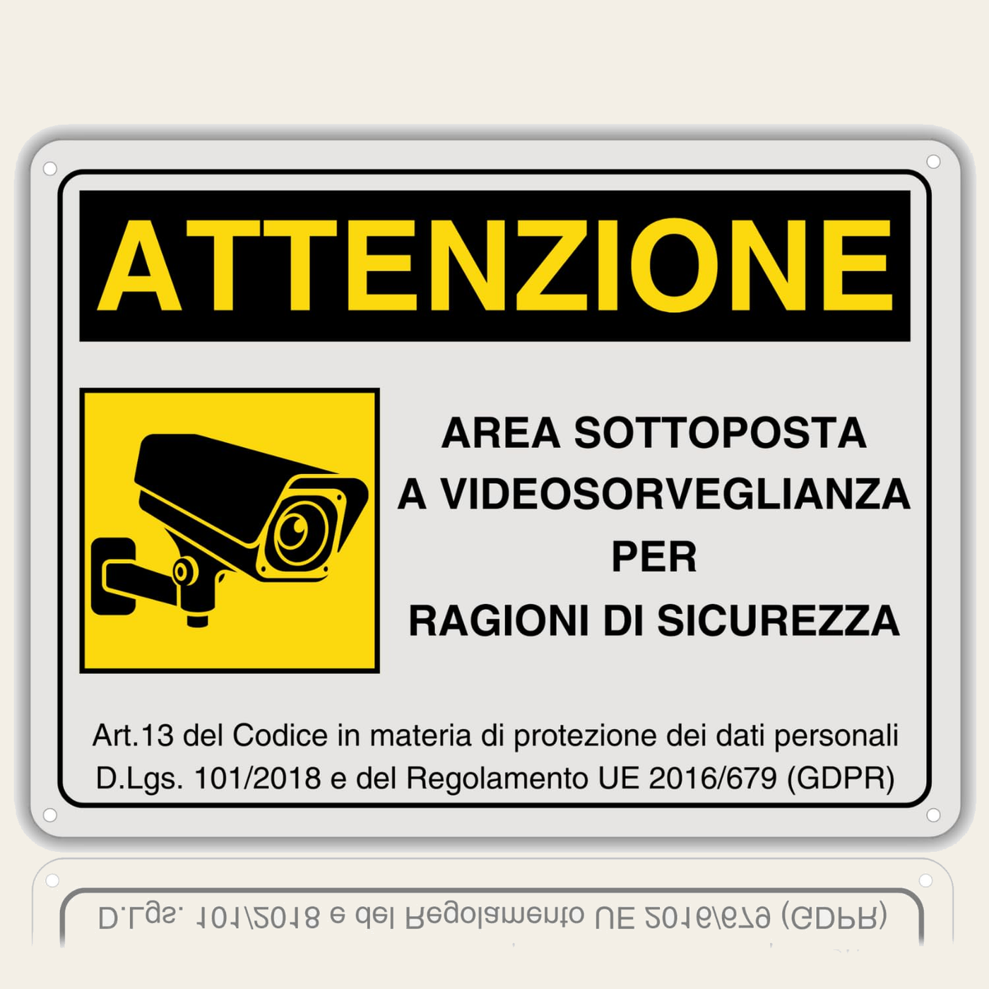 LEIASA | Cartello Area Videosorvegliata - 21x28 cm - Alluminio - Rifle