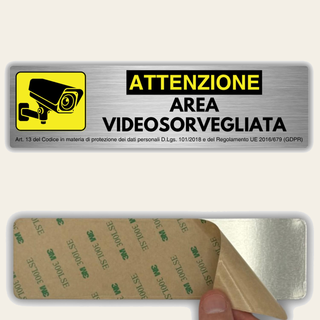 LEIASA | Segnale Adesivo Zona Videovigilata - 5x18 cm - Spessore 0,8 m