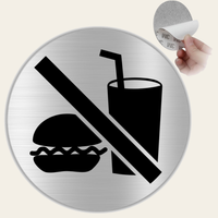 LEIASA | Cartello Vietato Cibo e Bevande - Ø 10 cm - Alluminio - Spessore 0,8 mm - Resistente per esterni - Stampa UV