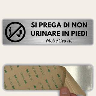 LEIASA | Cartello Non urinare in piedi - 5x18 cm - Spessore 0,8 mm - A