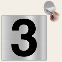LEIASA | Numero Civico 3 - 10x10 cm - Alluminio - Spessore 0,8 mm - Resistente per esterni - Stampa UV